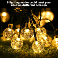 1 x RAW Customer Returns Joomer Solar Fairy Lights Outdoor, 22m 100 LED Solar Fairy Lights Outdoor Weatherproof 8 Modes Crystal Ball Solar Lighting for Outdoor, Garden, Patio, Balcony, Pavilion Decoration Warm White  - RRP €25.2