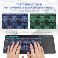 1 x RAW Customer Returns Rii Bluetooth keyboard with touchpad Bluetooth 5.0 2.4G Wireless , mini keyboard illuminated with 2 LED backlight German layout, black  - RRP €28.22