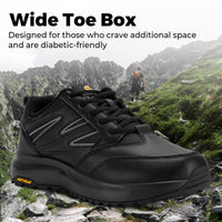 1 x RAW Customer Returns FitVille Extra Wide Hiking Shoes Men Waterproof Walking Shoes Non-Slip Trekking Shoes for All Weather Conditions Outdoor Shoes with Arch Support Black 44 EU Wide - RRP €77.99