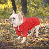 1 x Brand New MOREZI Double Raincoat for Dogs, with Holes and Pockets for Seat Belt, Zipper and Hood, Suitable for Small and Medium Dogs-Red-XS - RRP €31.99