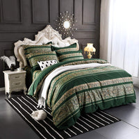 1 x RAW Customer Returns Lanqinglv Bohemian bed linen 135x200 cm dark green Indian vintage reversible bed linen set renforce duvet cover with zipper and pillowcase 80x80cm - RRP €32.17