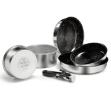 1 x RAW Customer Returns Backen 199906 Set of pans and pots 6 pieces stainless steel for all types of stoves including induction, 28.5 x 28.5 x 13 cm - RRP €64.37