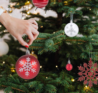 2 x RAW Customer Returns Agoer 100 Piece Christmas Balls with Snowflake, Glitter Plastic Christmas Tree Balls Set for Christmas Tree Decoration, in Red and White Color, for Christmas New Year Party Decoration - RRP €48.36