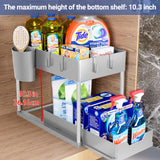 1 x RAW Customer Returns Puricon Under Sink Shelf, 2 Tier Standing Shelf Kitchen Worktop Shelf Organizer, Multifunctional Kitchen Shelf Spice Rack Under Cabinet Shelf Sink Cabinet Shelf - Gray - RRP €21.99