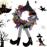 1 x RAW Customer Returns YUET Halloween wreath, Halloween decoration garden witch, 2023 witch legs, decoration wreath for front door, witch wreath for hanging, welcome wreath, Halloween decorations, witch wreath decorative - RRP €16.49