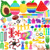 1 x RAW Customer Returns Chennyfun Fidget Sensory Toy Set, 62PCS Anti-Stress Toy Kit, Watermelon Apple Kiwi Anti-Stress Toys Stress Relief Toy for Kids with Anxiety Relief, Autism and ADHD - RRP €23.52