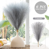 1 x RAW Customer Returns YaoFaFa Gray Artificial Pampas Grass - 6 PCS 18 Faux Pampas Grass, Small Fluffy Artificial Pampas Grass Flowers for Boho Home Decor, Wedding Decoration Flower Arrangement Gray  - RRP €16.28