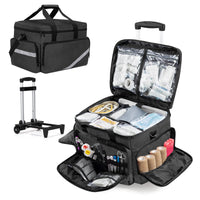 1 x RAW Customer Returns Trunab Medical Roller Bag with Detachable Trolley, Nurse Roller Bag with Removable Dividers, Empty First Aid Bag for Doctors, EMS Professionals, Black - RRP €105.64