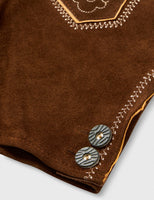 1 x RAW Customer Returns Isar-Trachten boys children s leather trousers short brown embroidered, camel brown , 104 - RRP €54.3