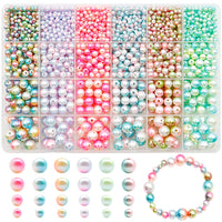 1 x RAW Customer Returns Colorful beads for threading 1890 pieces, beads for crafting with hole 4 6 8 10 mm Jewelry Making Kit Pearls for bracelets necklace jewelry making craft decor - RRP €10.07