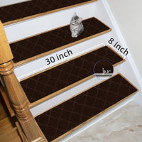 1 x RAW Customer Returns GOYLSER Stair Mats Stair Treads Mats Stair Carpet Self-Adhesive Stair Mats Anti-Slip Stair Carpet Rectangular Anti-Slip Carpet for Children Pets Brown 76x20cm 15 Pieces  - RRP €50.41