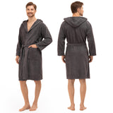 1 x RAW Customer Returns Twinzen men s bathrobe - L - dark gray - 100 cotton 350g m OEKO-TEX certified - bathrobe with hood, 2 pockets, belt - RRP €24.56