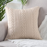 1 x RAW Customer Returns Mandioo Cotton Knitted Beige Decorative Throw Pillow Covers Soft Cozy Decorative Cushion Cover Luxury Modern Decorative Couch Cushions Pillowcases for Sofa Couch Living Room 40x40 cm - RRP €20.18