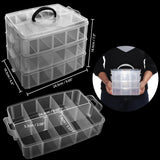 1 x RAW Customer Returns Kurtzy Plastic Storage Box 3 Levels - Adjustable Compartment Slots - Transparent Plastic Organizer Box - Maximum 30 Compartments - Store Toys, Jewelry, Beads - RRP €26.02