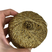 1 x RAW Customer Returns Stenli crochet yarn metallic glitter fine in the color gold DIY glitter yarn 350 m 50 g - RRP €13.61