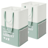 1 x RAW Customer Returns SONGMICS Large Laundry Basket, 90L, Set of 2, 2 Compartment Laundry Basket, Standing, Foldable, Double Handle, for Laundry Bedroom Bathroom, Mint Green LCB209C12 - RRP €29.99