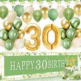 5 x Brand New 30 Years Balloons, 30 Years Birthday Decorations for Women and Men, 30 Years Banner Decorations, Sage Green Balloons, 30 Years Birthday Banner Decorations for 30 Years Party Background - RRP €75.6