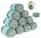 1 x RAW Customer Returns Crochet yarn 12er 50g ball - Super soft 100 acrylic yarn for beginners and children - Anti-pilling baby knitting yarn for knitting crocheting - Baby fluffy ball for handicrafts green-gray  - RRP €19.99