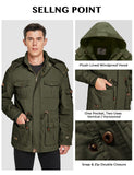 1 x Brand New WenVen Men s Winter Outdoor Jacket Parka Thickened Hood Warm Coat Windproof Mid-Length Jacket Classic Military Jackets Green XL - RRP €78.68