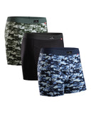 1 x RAW Customer Returns Men s boxer shorts, 3-pack of classic underpants made of soft cotton, retro shorts, Cotton Essential, black, grey, blue multi-coloured 1x camouflage blue, 1x black, 1x camouflage green , m  - RRP €30.95