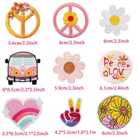 2 x RAW Customer Returns Qpout 19pcs Hippie Patches Iron On Vintage Patches Groovy Boho Peace Sign Preppy Embroidered Repair Decorative Patches for Clothes Backpack Jackets Jeans Shirt DIY Craft - RRP €25.98