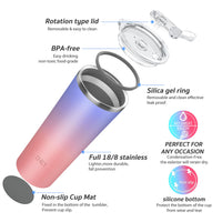 1 x RAW Customer Returns THILY Vacuum Insulated Stainless Steel Travel Mug, 26oz Coffee Mug with 2 Lids and Straws, Splashproof, Keeps Iced Drinks Cold, Lavender Dream - RRP €22.99