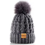 1 x Brand New REDESS Women s Winter Pompom Beanie, Warm Fleece Lined Beanies, Thick Slouchy Snow Knit Crossover Hat for Ladies - RRP €15.7