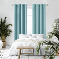 1 x RAW Customer Returns Deconovo Blackout Curtain Eyelet Curtains Cold Protection Bedroom Winter Curtain Opaque, 245 x 140 cm Height x Width , Sky Blue, Set of 2 - RRP €45.95