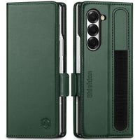 1 x RAW Customer Returns SHIELDON Case for Galaxy Z Fold 6 Genuine Leather Cell Phone Case S Pen Holder RFID Blocker Card Slot Magnet Stand PC Protective Case 5G Folding Case Compatible with Galaxy Z Fold6 7.6 - Midnight Green - RRP €39.99