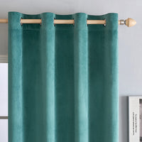 1 x Brand New EMEMA 2 pieces blackout curtain velvet curtains opaque curtain with eyelets thermal curtain eyelet curtain blackout curtains for bedroom living room, 140 x 280 cm W x H teal green - RRP €49.49