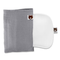 1 x RAW Customer Returns Honey bear for your family environmentally friendly baby pillow with ergonomic hollow breathable and hypoallergenic including grey organic muslin pillowcase Made in Germany - RRP €50.32