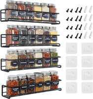 2 x RAW Customer Returns Priksia spice rack wall, set of 4 spice organizers without drilling, hanging spice holder made of metal with 8 self-adhesive and screws for spice jars, kitchen cabinet, pantry door - RRP €34.46