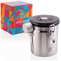 1 x RAW Customer Returns NOUTEN Premium 500g coffee can made of stainless steel for storing coffee Light- and airtight storage container Incl. stainless steel measuring spoon, holder and 2 replacement valves - AROMA CAN TEA CAN - RRP €25.1