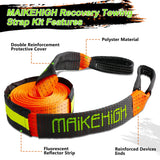 1 x RAW Customer Returns MAIKEHIGH Tow Rope 5M x 5cm, 10 Ton 22,000 Lbs Polyester Tow Rope Kit for Off-Road Recovery with 2 Reinforced Hooks and 2 Gloves - RRP €29.14