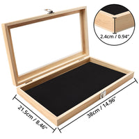 1 x RAW Customer Returns Belle Vous Natural Wood Jewelry Organizer with Clear Acrylic Lid - 38 x 21.5 cm - Jewelry Box for Earrings, Rings, Necklaces, Medals and More - RRP €27.43