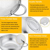 1 x RAW Customer Returns Sieve 28.5CM, Metal Kitchen Colander, Stainless Steel Sieve with Double Handles, Metal Sieve Pasta, Micro-perforated Draining Sieve, for Draining Straining Pasta Vegetables Fruit Rice, Dishwasher Safe - RRP €17.99