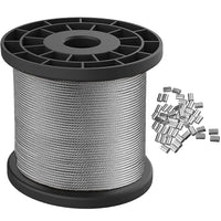 1 x RAW Customer Returns Ideal Swan 100m wire rope stainless steel 1.5mm 7x7 steel rope with 50 pieces of aluminum crimp loop sleeve for hanging picture frames, photos, paintings, mirrors - RRP €27.98