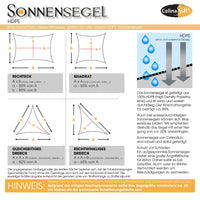 1 x RAW Customer Returns CelinaSun sun sail including fastening ropes Premium HDPE weatherproof breathable triangle right-angled 4.6 x 4.6 x 6.5 m cream white - RRP €39.0