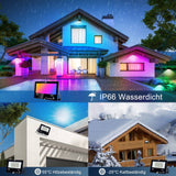 2 x RAW Customer Returns DUSKTEC LED outdoor spotlight RGB, 80W floodlight dimmable outdoor spotlight, color changing warm white floodlight spotlight, IP66 waterproof outdoor spotlight Bluetooth APP control for indoor garden tree party - RRP €74.74