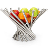 1 x RAW Customer Returns BELLE VOUS Modern Creative Folding Table Fruit Holder - Modern Design Kitchen Centerpiece in Stainless Steel - Fruit Basket Bread Holder for Pantry and Table Decoration - RRP €33.99