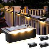 1 x RAW Customer Returns Solpex solar lights for outdoors, 4 pieces, warm white stair light, waterproof solar lights, LED lighting for outdoor stairs, steps, fence, garden, yard, patio, gutter, path, decoration black  - RRP €15.99