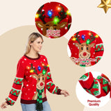 1 x RAW Customer Returns JOYIN Women s LED Lighted Reindeer Ugly Christmas Sweaters with Integrated Lights, X-Large. - RRP €43.99