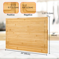 1 x RAW Customer Returns Extra Large XXXL Bamboo Cutting Board 60 x 40 x 3.2 cm, Larger Wooden Butcher Block for Meat, Vegetables, BBQ, Over the Sink Chopping Board with Handle and Juice Groove - RRP €68.84