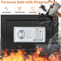 1 x RAW Customer Returns Mejasg 25L Wall Safe with Fireproof and Waterproof Money Bag, Cabinet Safe with Removable Shelf and Alarm Mode, Safe for Jewelry Cash Documents - RRP €99.99