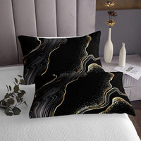 1 x RAW Customer Returns Homewish Marble Bedspread 240x260, Women Bronzing Stone Pattern Bedspread Abstract Art Lightly Quilted For Kids Boys Teens Bedroom, Black Gold Soft Microfiber Bedspread 3 Pieces - RRP €52.48