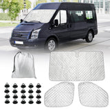 1 x RAW Customer Returns Car Windshield Sun Visor Replacement for Ford Transit Van MK8 2014-2024, 3 Piece Set Sun Protection Car Front Window Protection Set with Storage Bag, 100 Occlusion - RRP €58.57