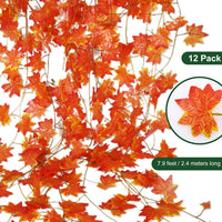 4 x Brand New AIEX 12 Pack Fall Leaves Fall Leaves for Decorations Fake Fall Leaves for Decorations 2.4m Fall Wreath Decorations Fall Leaf Garland Maple Leaf Garland - RRP €63.96