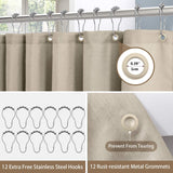 1 x RAW Customer Returns Linen shower curtain with metal shower curtain rings fabric textile bathtub curtain anti-mold bathroom curtain waterproof bathtub curtain heavy shower curtain bathroom - 182 x 214cm taupe  - RRP €32.38