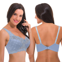 1 x RAW Customer Returns Curve Muse Women s Plus Size Minimizer Lace Full Coverage Unlined Wireless Bra-Black, Lt Blue-90E - RRP €37.37