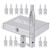 1 x RAW Customer Returns BOWKA Electric Derma Pen Microneedling Pen incl. 12 pieces micro needle cartridge wireless rechargeable adjustable from 0.25 to 2.5 mm silver  - RRP €100.9